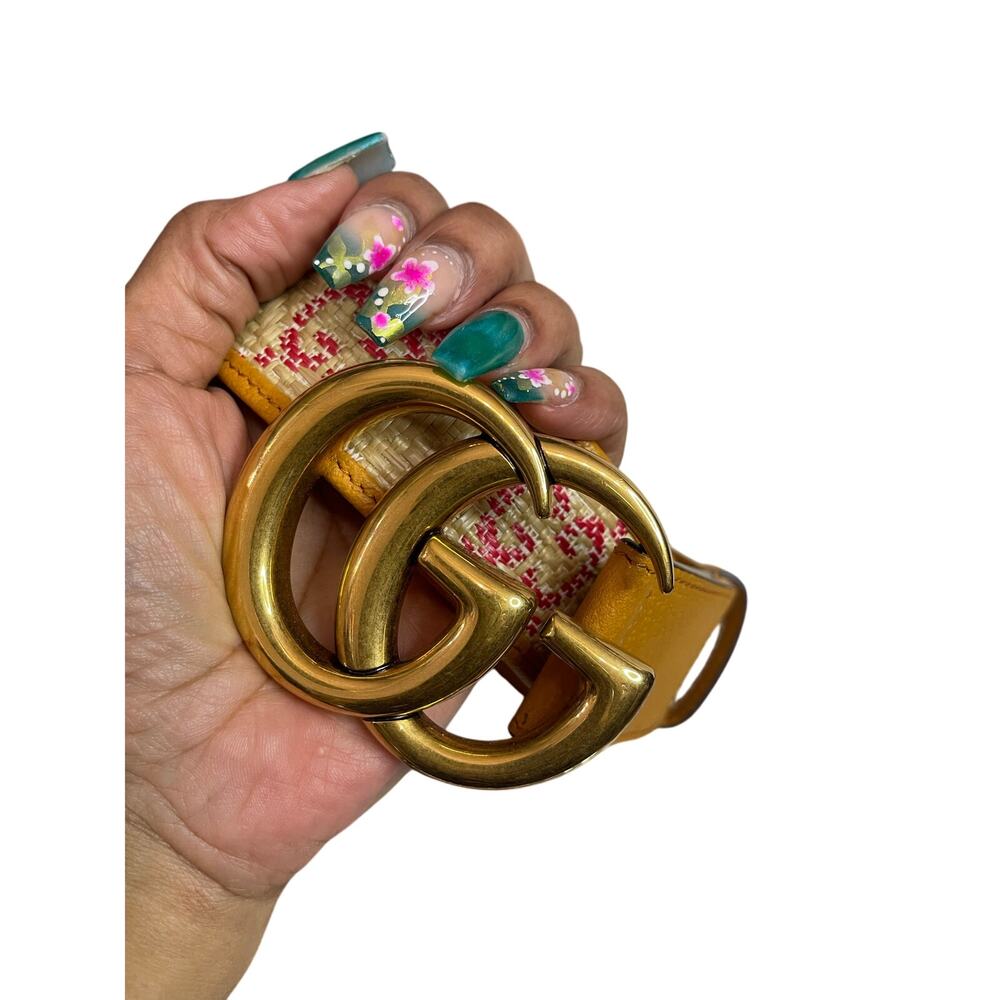 Gucci raffia big GG belt size 75